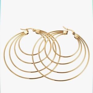 Triple hoop earrings Gold great for everyday wear sensitive ears safe